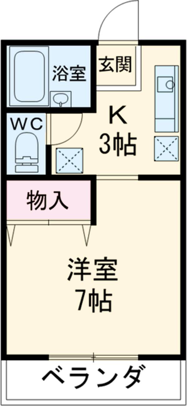 プラース宝木(1K/1階)の間取り写真