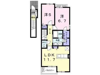 プラスターⅡ(2LDK/2階)の間取り写真