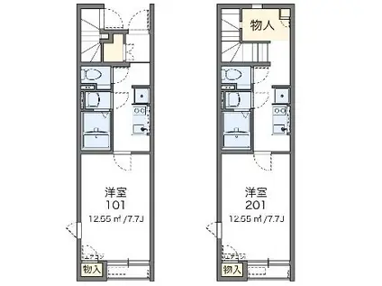レオネクストウエスト(1K/1階)の間取り写真