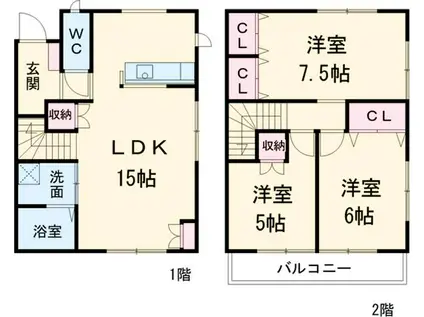 陽東メゾネットⅡ(3LDK)の間取り写真