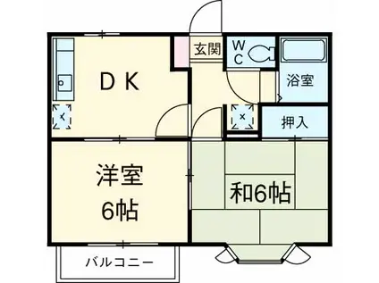 パレス紀風(2DK/2階)の間取り写真