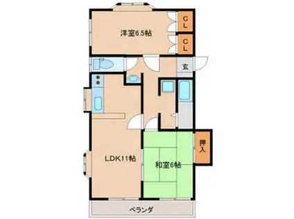 コーポYAMAⅡ(2LDK/2階)の間取り写真