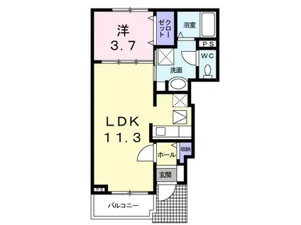 サン・カレントA(1LDK/1階)の間取り写真