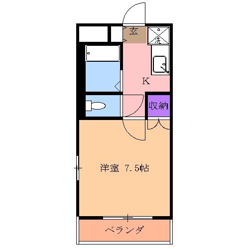 KDハイツA棟(1K/1階)の間取り写真