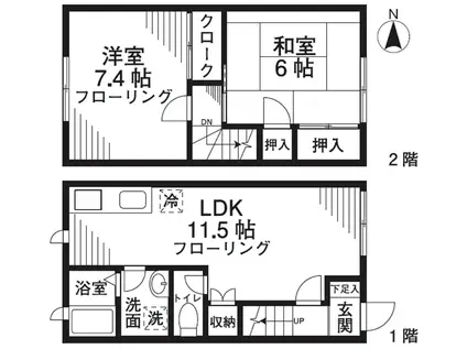 羽根木二丁目賃貸住宅(2LDK)の間取り写真