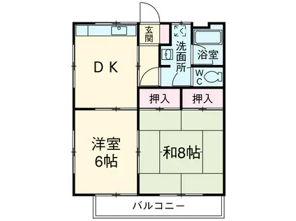 もちづきぱぁ-とⅢ(2DK/2階)の間取り写真