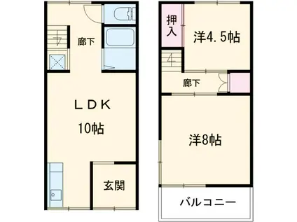 京成電鉄押上線 四ツ木駅 徒歩3分 2階建 築44年(2LDK)の間取り写真