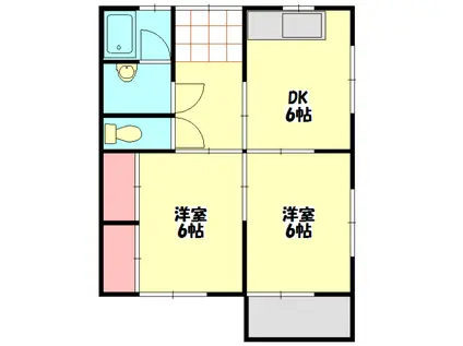 若宮ハイツ(2DK/2階)の間取り写真