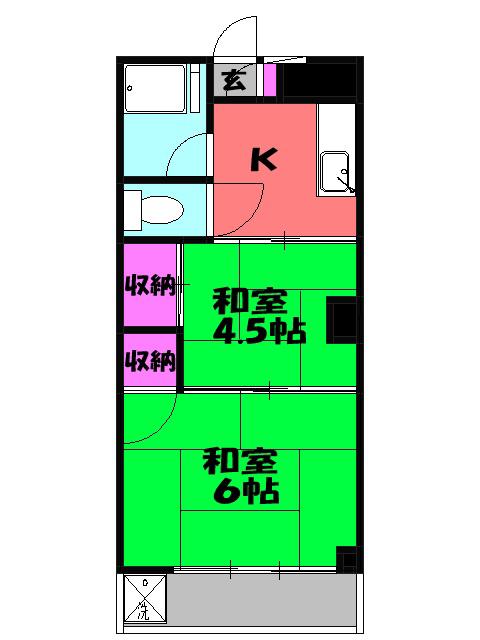 天王マンション(2K/4階)の間取り写真