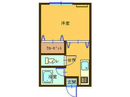 イーストコート(1K/2階)の間取り写真