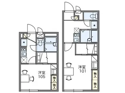 レオパレスアーベントロート(1K/1階)の間取り写真