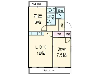 オズハウス6(2LDK/3階)の間取り写真