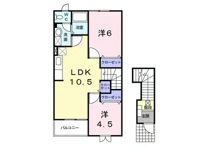 天竜浜名湖鉄道 掛川市役所前駅 徒歩18分 2階建 築23年(2LDK/2階)の間取り写真