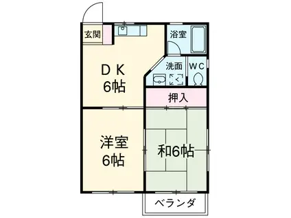 MAISON DE PATIO(2DK/1階)の間取り写真