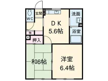 しおさいの丘C(2DK/2階)の間取り写真