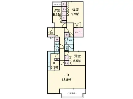 Uガーデン杉並(3LDK/2階)の間取り写真