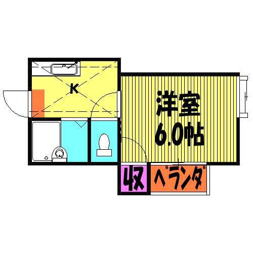 シャトレーⅡ(1K/1階)の間取り写真