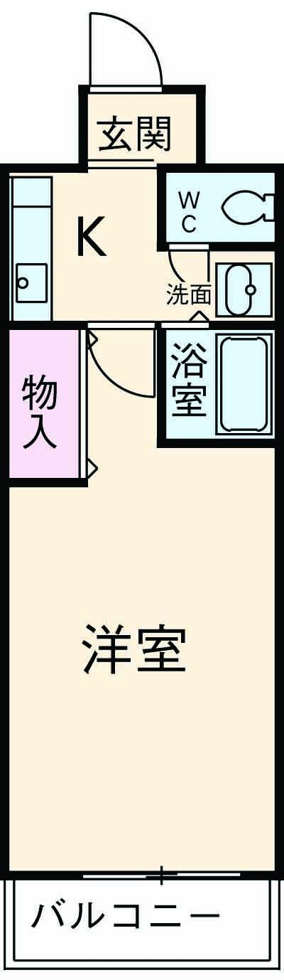グリーンシンフォニー(1K/4階)の間取り写真