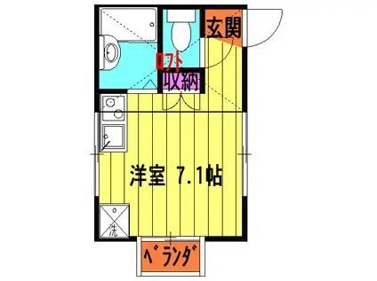 リバーウインド(ワンルーム/2階)の間取り写真