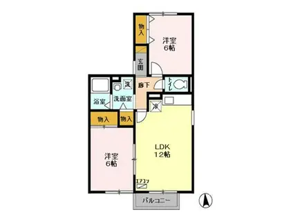 クレールシャンブルA・B(2LDK/1階)の間取り写真