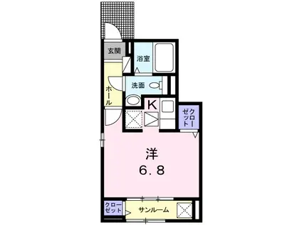 ラ・ルミエールA(ワンルーム/1階)の間取り写真