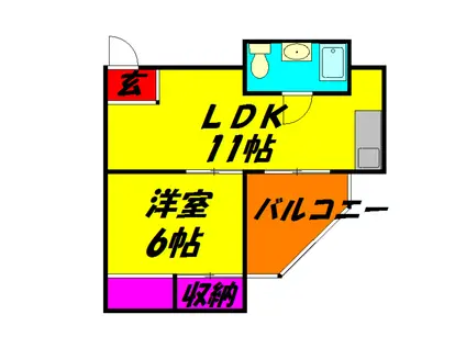 ヴィンテージ蕨(1LDK/4階)の間取り写真