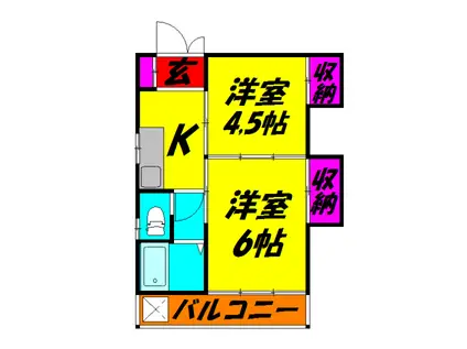 北町第9ホワイトハウス(2K/1階)の間取り写真