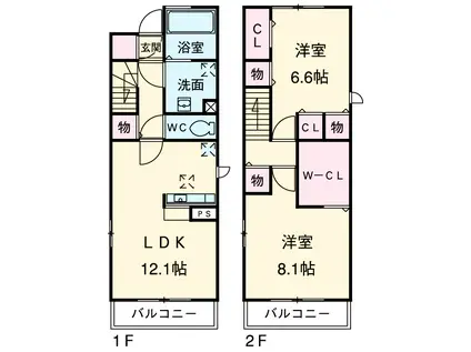 アザレアYガーデン(2LDK)の間取り写真