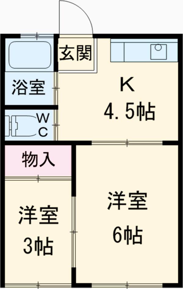ふじ荘(2DK/2階)の間取り写真