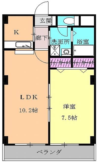 ベル ライジング(1LDK/2階)の間取り写真