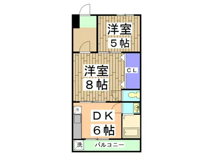 カドノハイツA棟(2DK/3階)の間取り写真