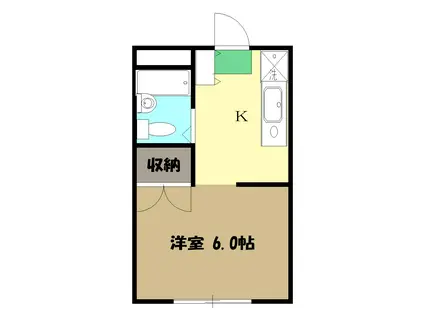 プレール(1K/1階)の間取り写真