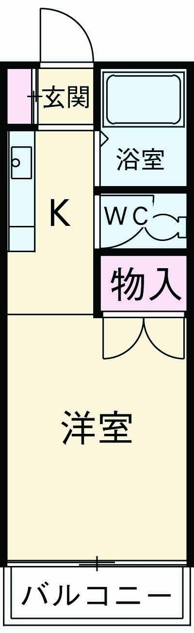 ドメイン三浦(1K/3階)の間取り写真
