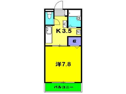 パークサイドⅡ(1K/1階)の間取り写真