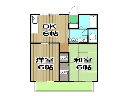 セジュールヴィヴァン(2DK/2階)の間取り写真