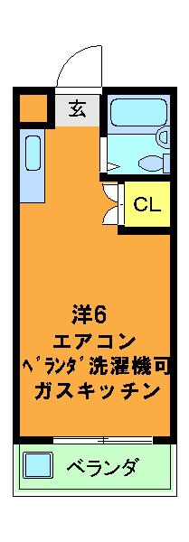 竹田ハイツ(ワンルーム/3階)の間取り写真