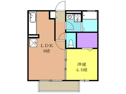 ラ・パールTWO(1LDK/2階)の間取り写真