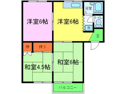 ベルハイツ忠岡(3DK/2階)の間取り写真