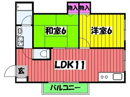 ラ・フレール(2LDK/2階)の間取り写真