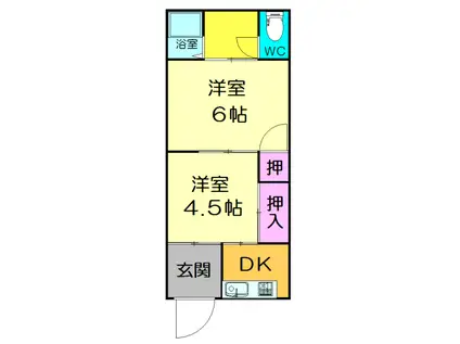 阪和線 信太山駅 徒歩12分 1階建 築54年(2DK/1階)の間取り写真