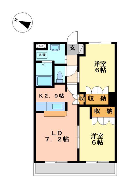 コンフォール山法師(2LDK/2階)の間取り写真