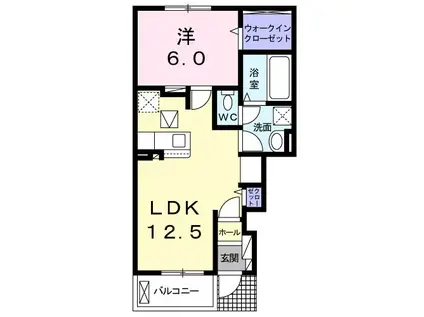 プリムローズ二色3(1LDK/1階)の間取り写真