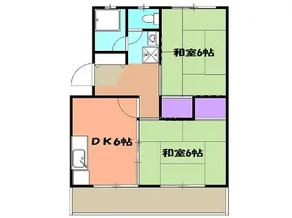 ハイム市川(2DK/1階)の間取り写真