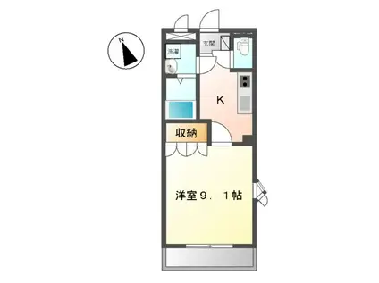 リヴィエール・ヴィレッジ(1K/1階)の間取り写真