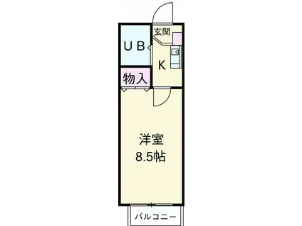 サンハイツ大野(1K/2階)の間取り写真