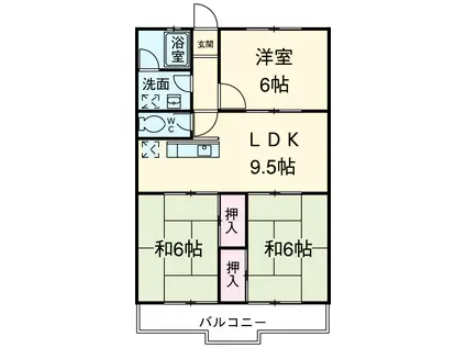 パークサイドハイムⅡ(3DK/4階)の間取り写真