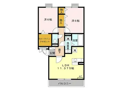 プレミール上野 A棟(2LDK/2階)の間取り写真