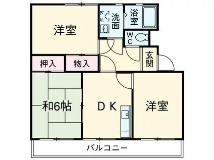 シティ・ナカヤマ A(3DK/2階)の間取り写真