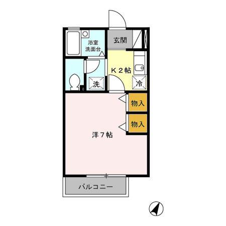 セジュール宮腰(1K/2階)の間取り写真