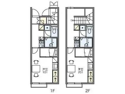 レオパレスジャスミン江島(1K/1階)の間取り写真